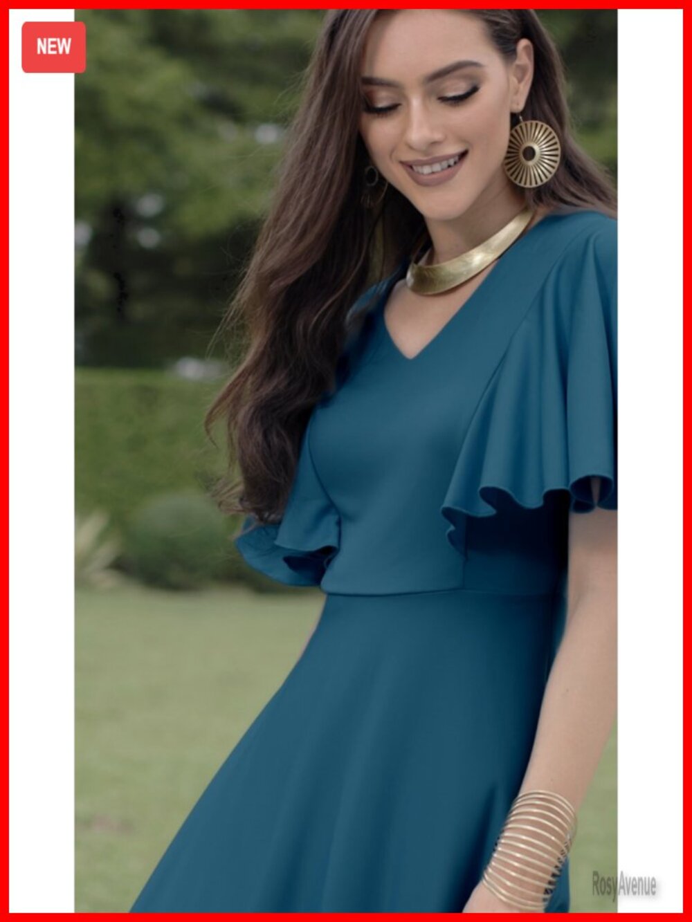 Plus Size Elegant Maxi Dress V-Neck Short Sleeve A-Line Floor Length Formal - Picture 7 of 7